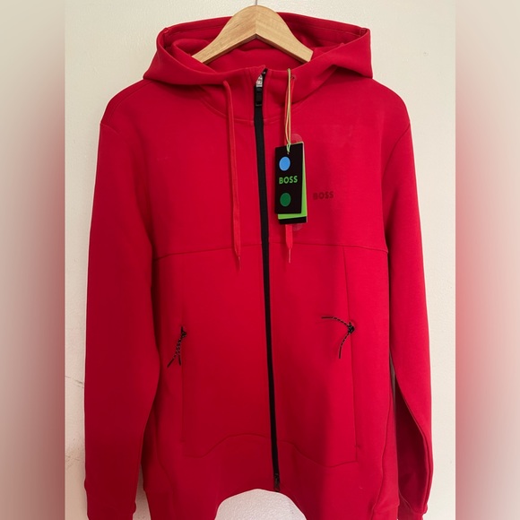 Red Hugo Boss men’s zip-up hoodie - Picture 2 of 5